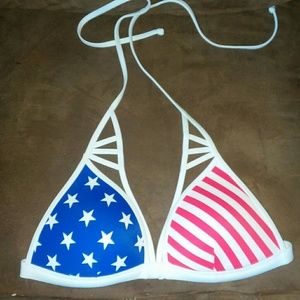 Victoria's secret pink American flag bikini top